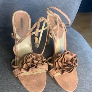 Blush leather strappy heeled sandals